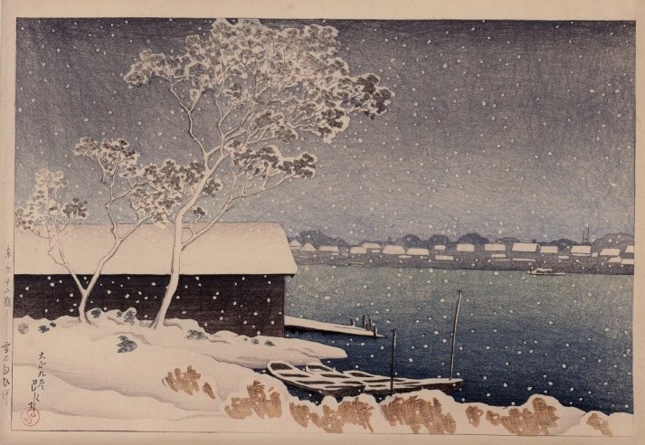 川瀬巴水「東京十二題　雪の白ひげ」【1920　大英博物館】